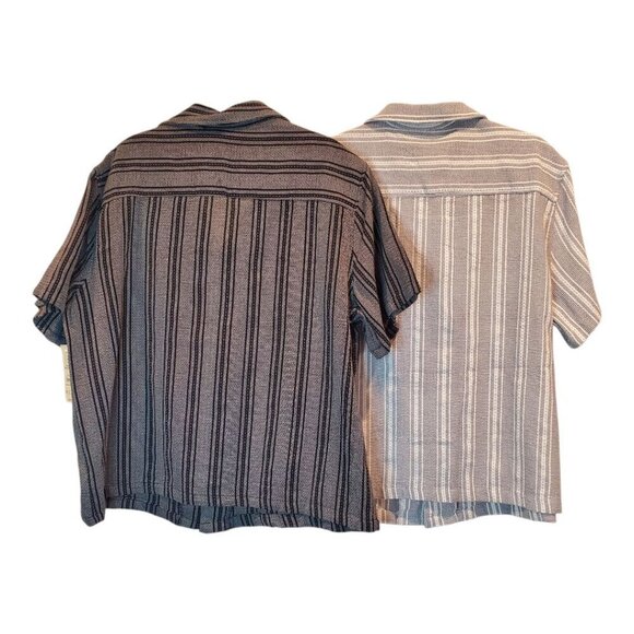 NWT 2 SZ 2XL No Boundaries Textured Striped Fabric Short Sleeve Men's Shirts - Picture 7 of 14